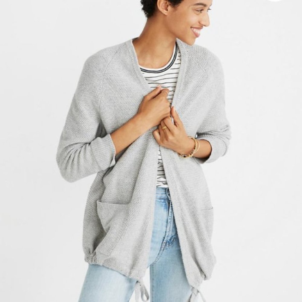 Madewell Oversize Tie Hem Sweater Gray XXS